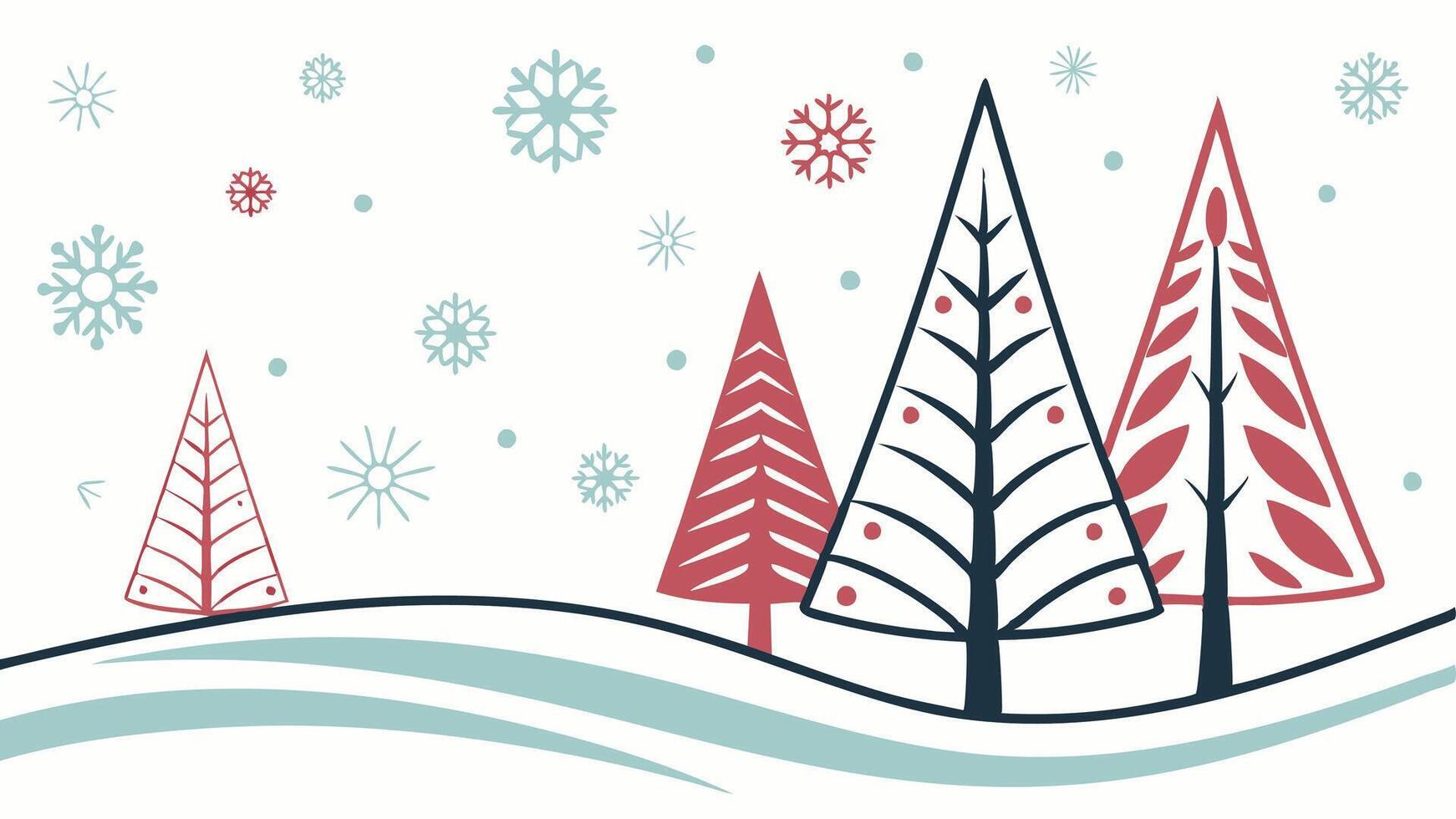 Abstract christmas trees in winter banner with copy space vector