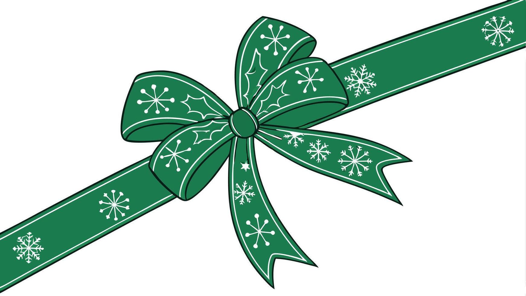Green ribbon with snowflakes vector