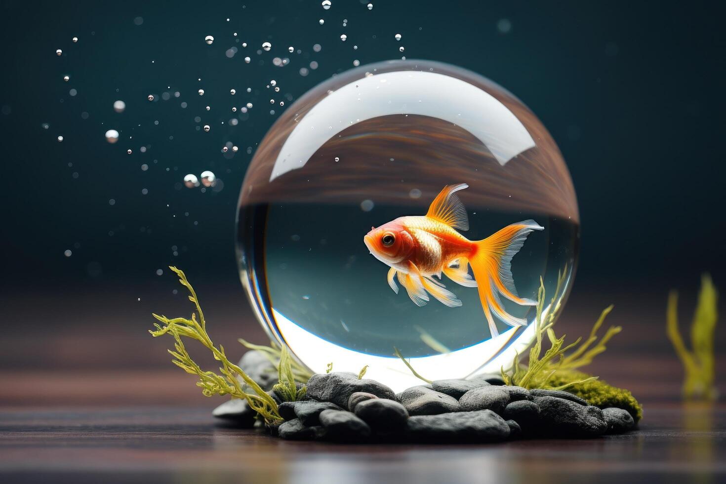 Goldfish in a glass sphere photo