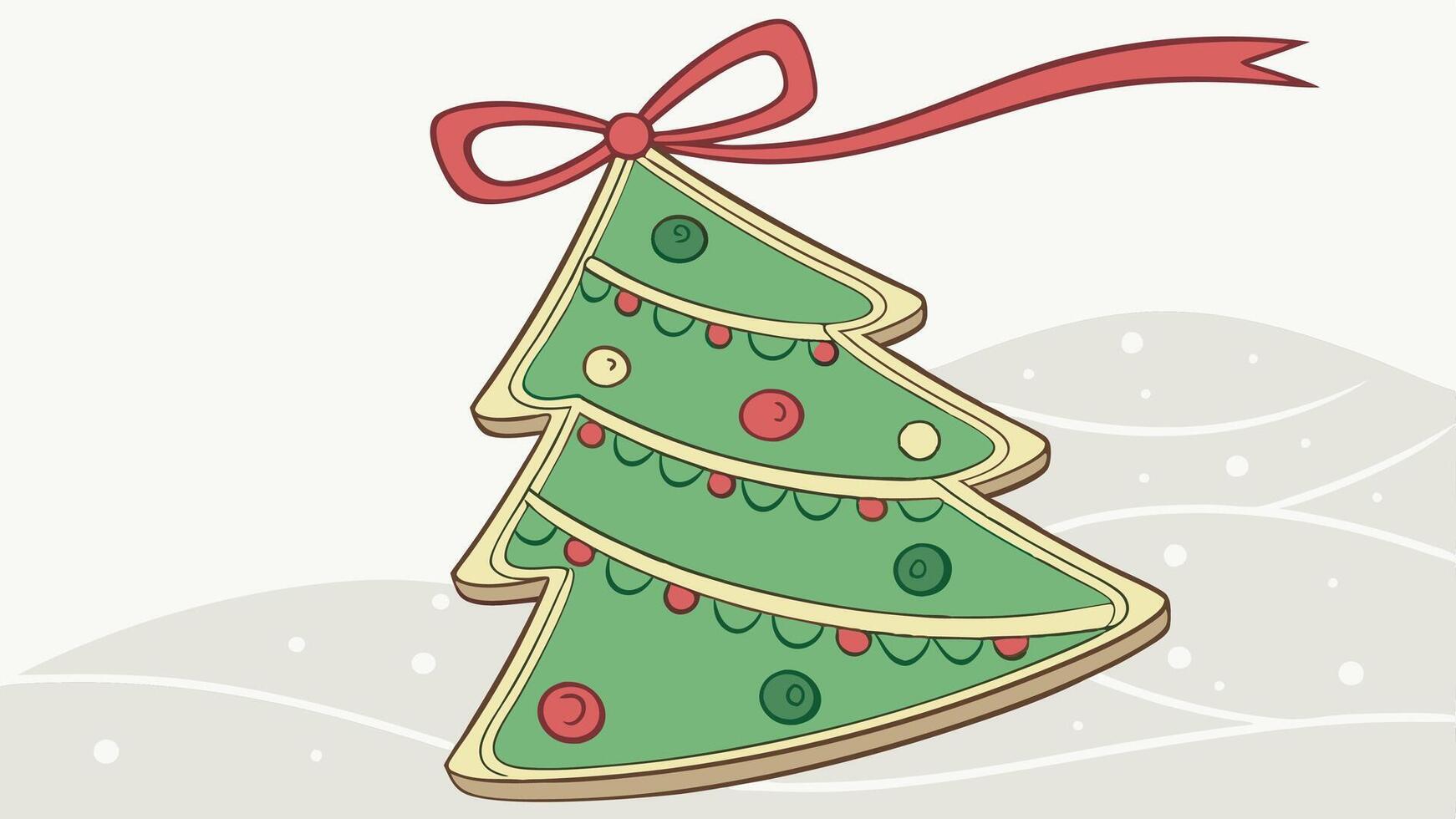 Detailed Green Christmas Tree Cookie with Festive Decor vector