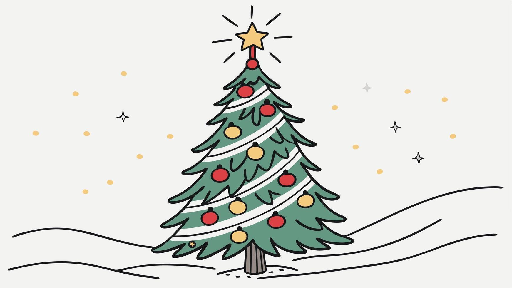 Decorated christmas tree isolated on white background vector