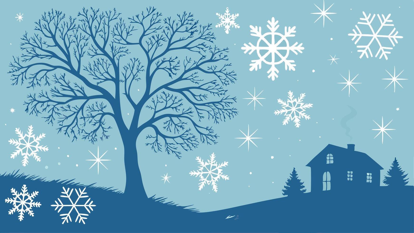 Blue winter snowflakes background. christmas and winter concept. Banner or card. copy space for text vector