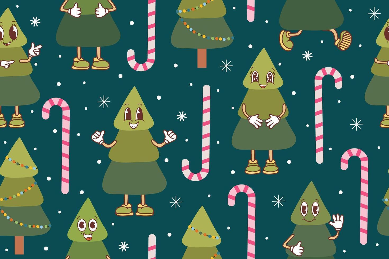 Trendy seamless Christmas pattern with festive elements vector