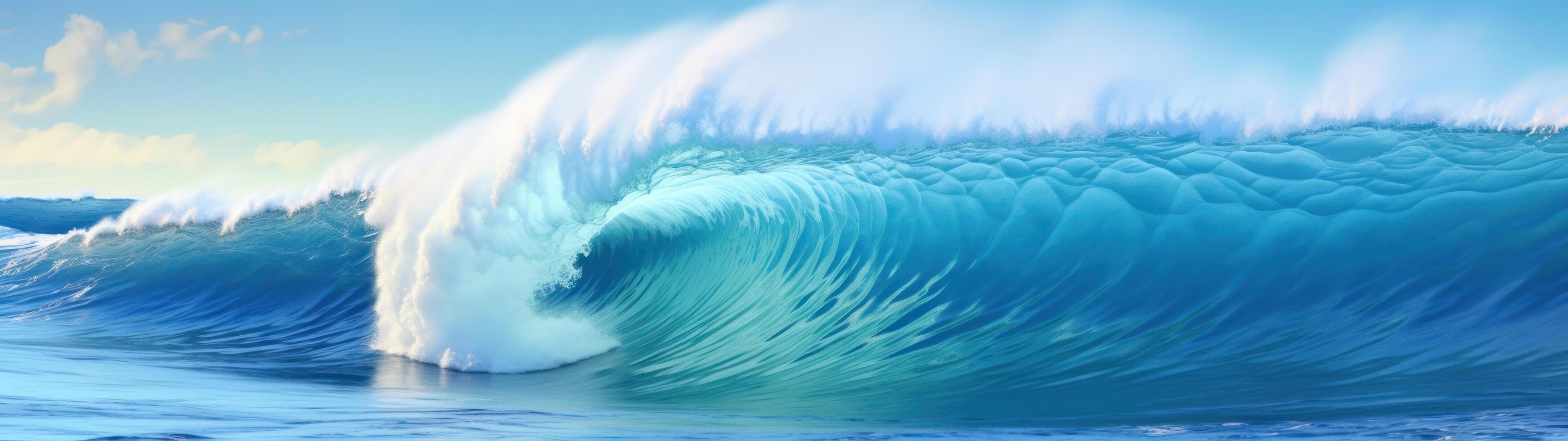 Powerful ocean wave crashing photo