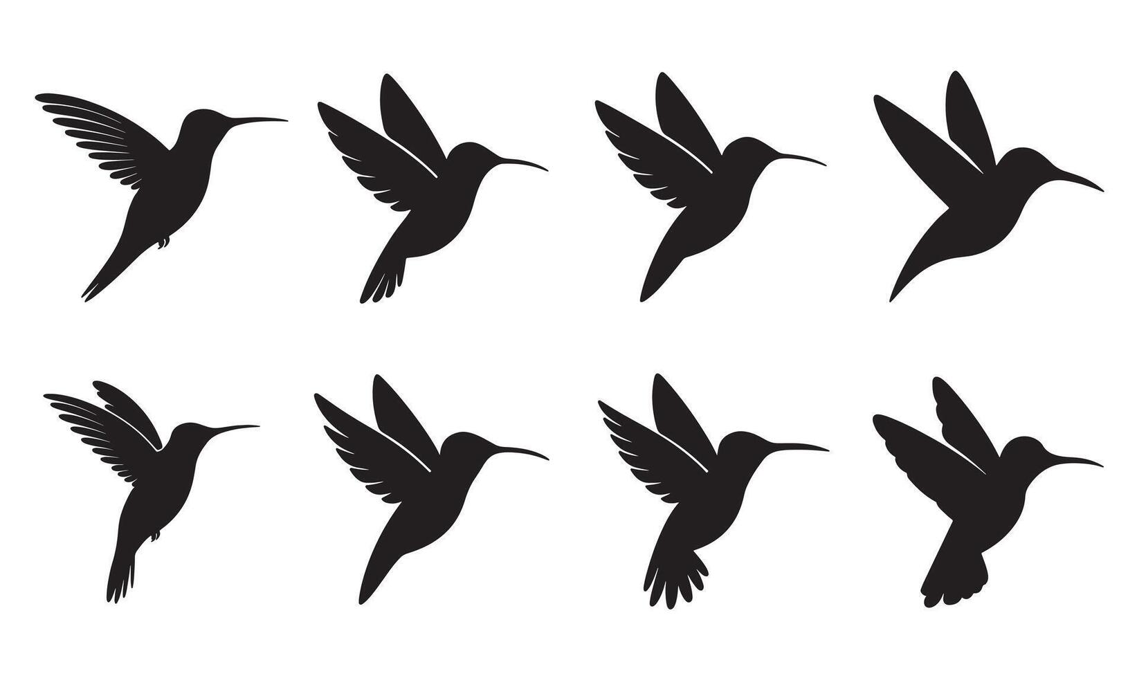 Group of Elegant Hummingbird Silhouette Designs vector
