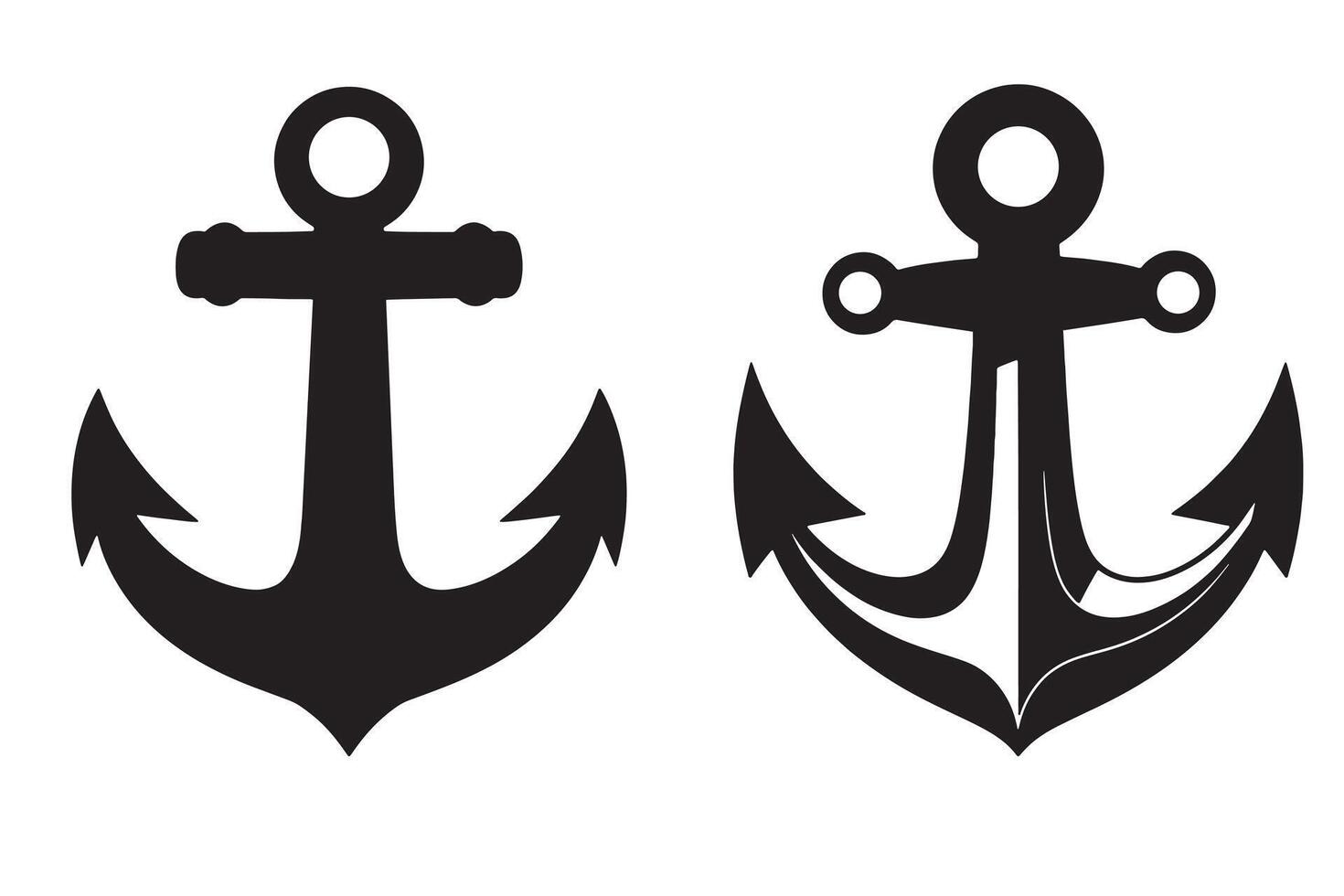 Anchors icon set. Icon set featuring various nautical signs. Flat anchor symbol with EPS 10. vector