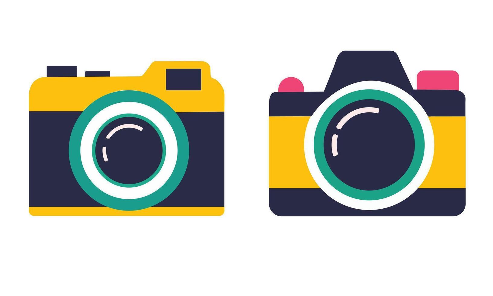 Flat Style Camera Illustration on White Background. vector