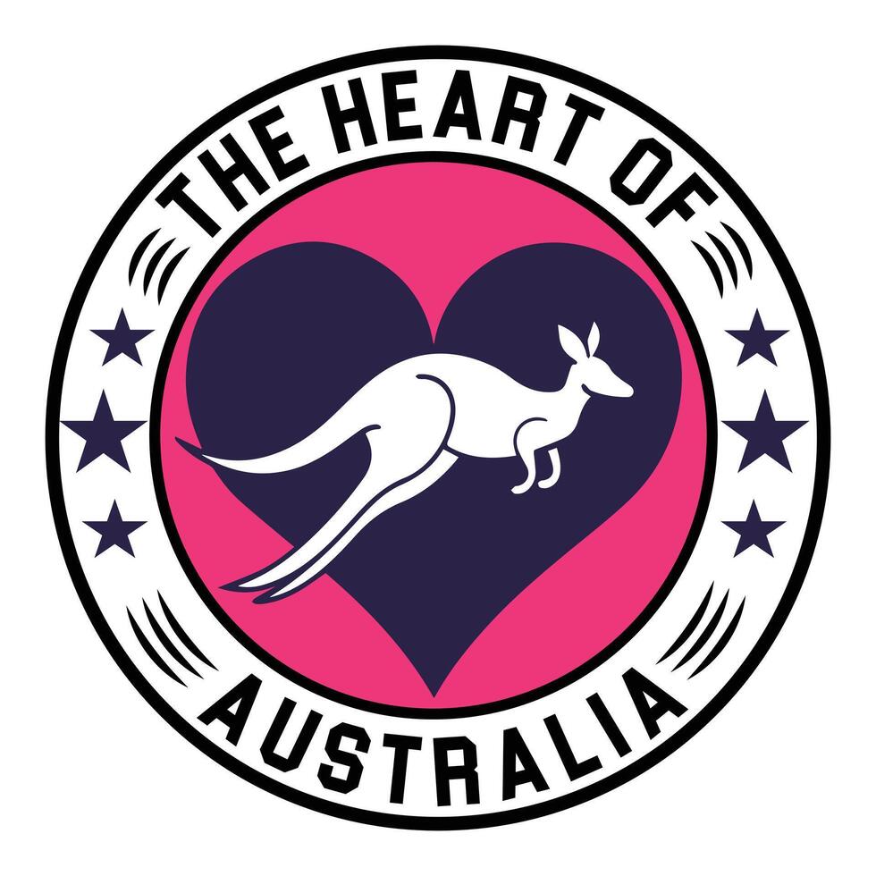 Contemporary Australian Pride T-Shirt Featuring a Bold Kangaroo in Heart Design. vector