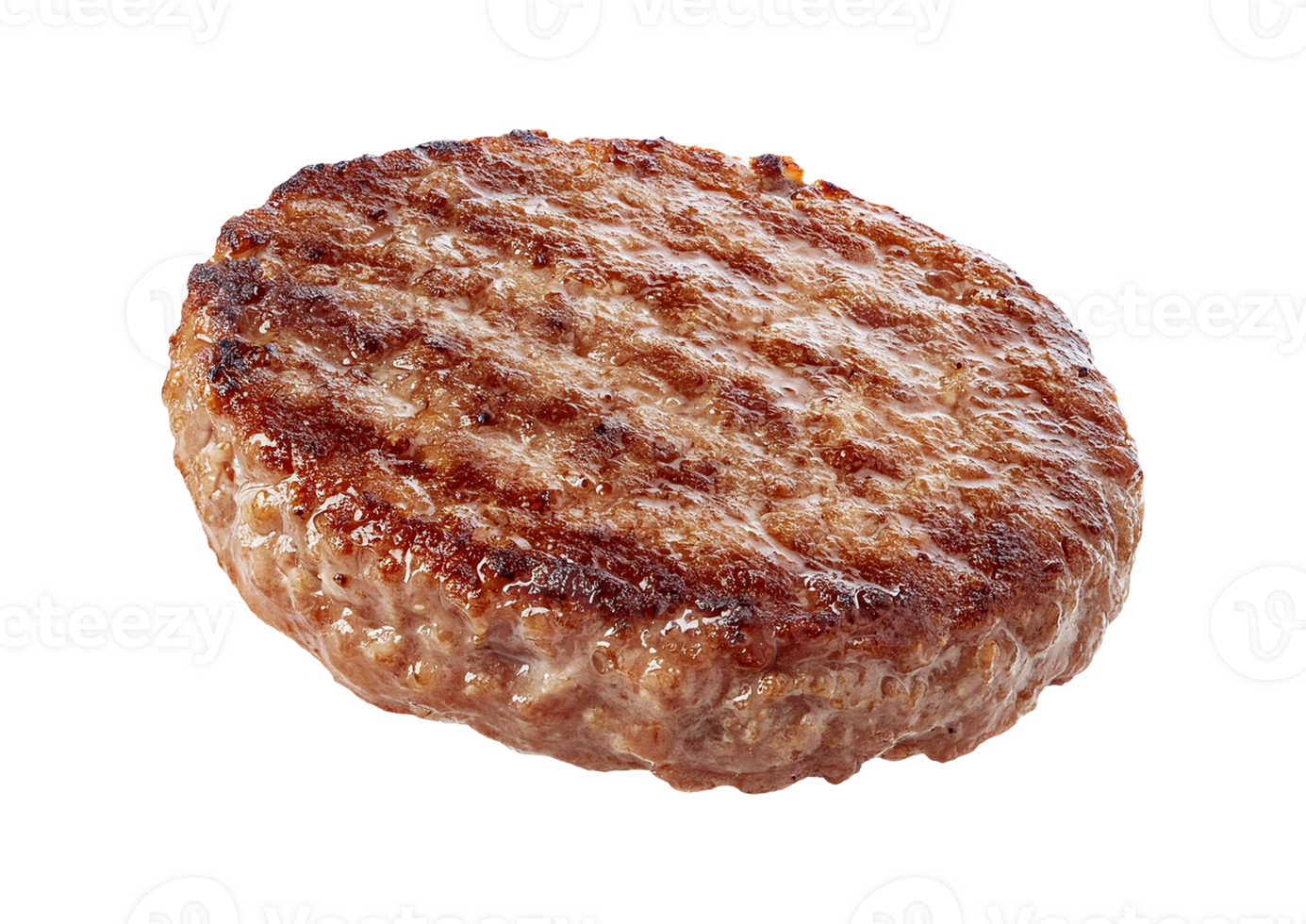 A hamburger meat is shown on a transparent background png