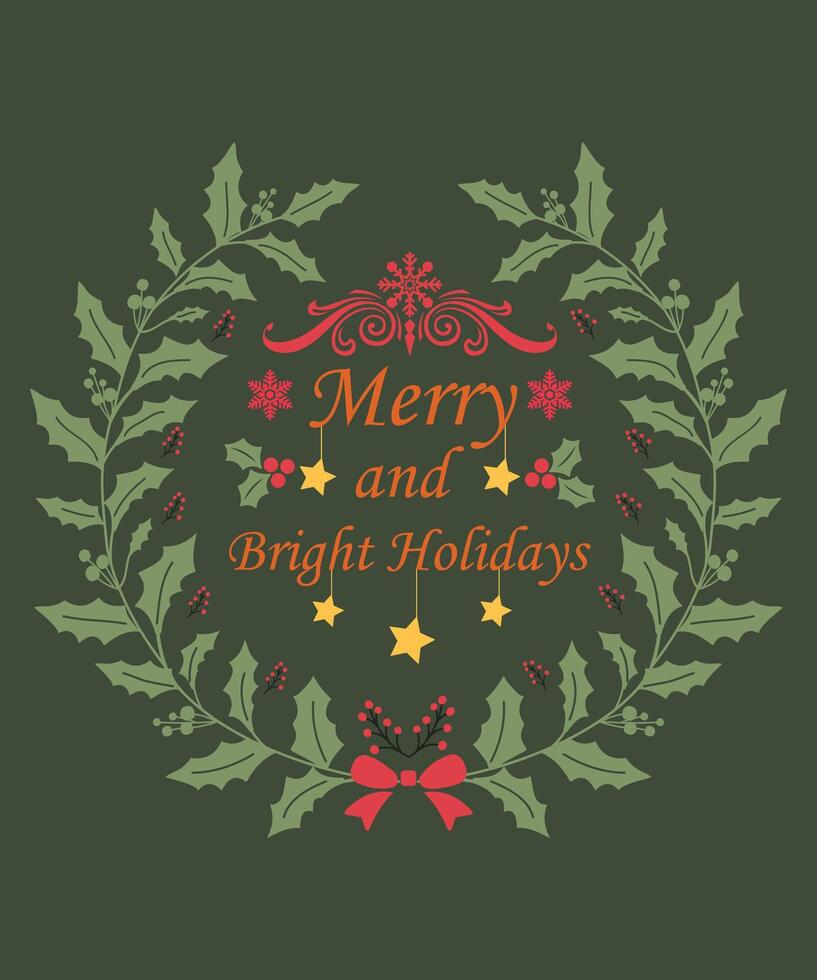 Merry and Bright Holidays song, merry vector