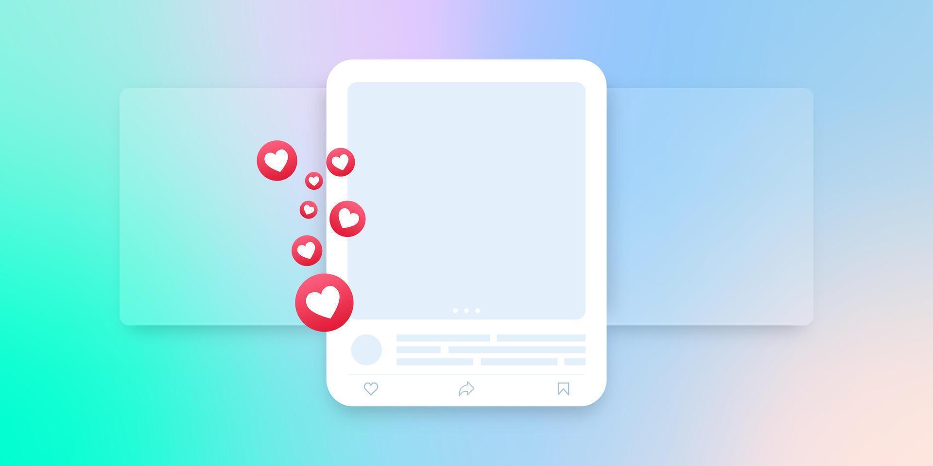 Social media mock up collection. Colorful social media interface. vector