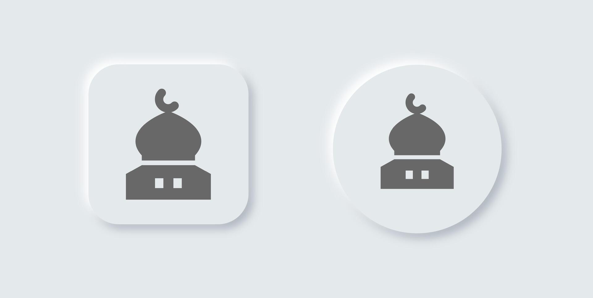 Mosque solid icon in neomorphic design style. Islam signs illustration. vector