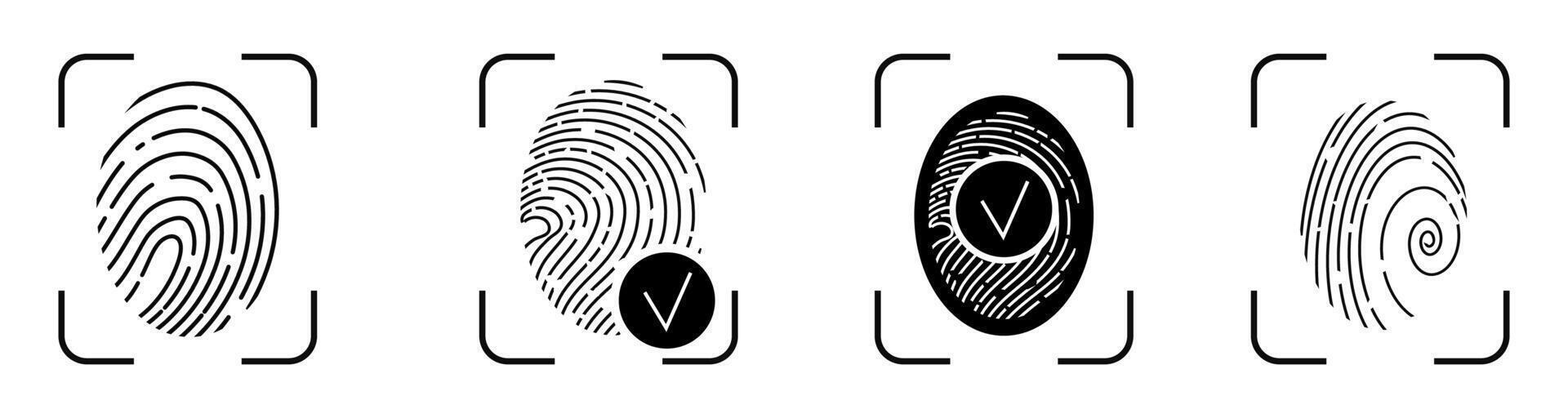 Finger print icon biometric id, unique scan, line signature on white background. Touch id identity, scanner. Fingerprints icon vector