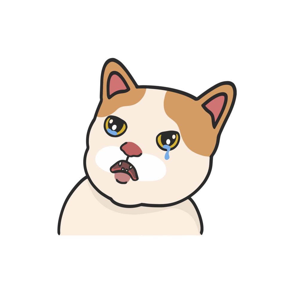 Crying Cat Meme Sticker Cute Illustration png