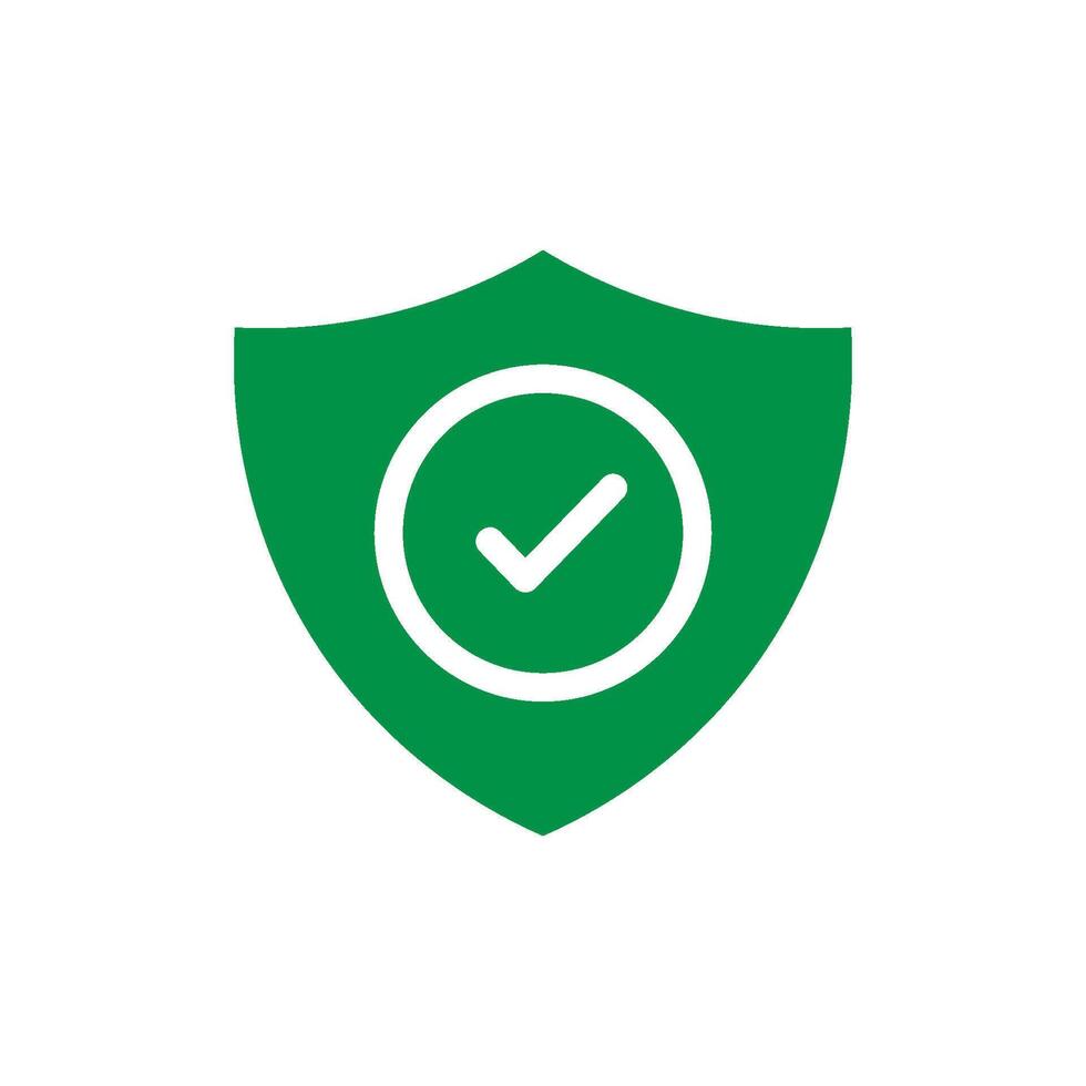 A green shield with a tick mark on it vector