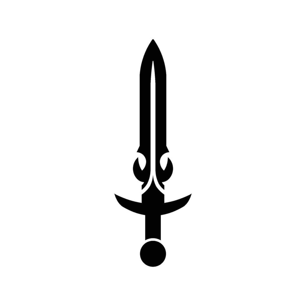Sword icon, black and white illustration vector