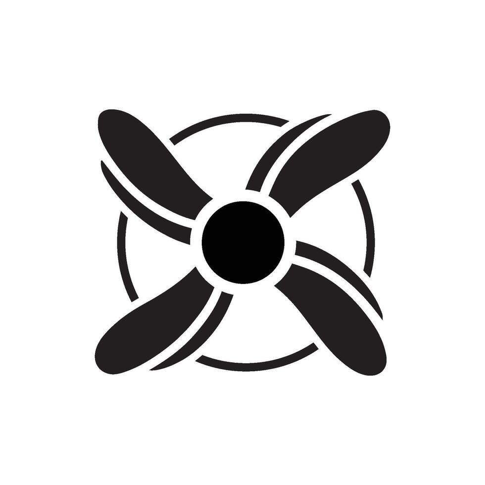 A black and white logo of a propeller vector