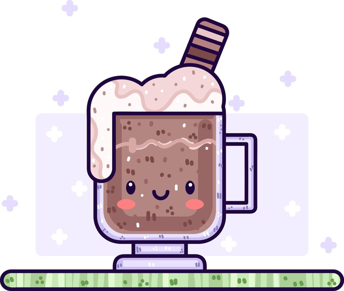 Kawaii sweet hot chocolate. Icon concept vector