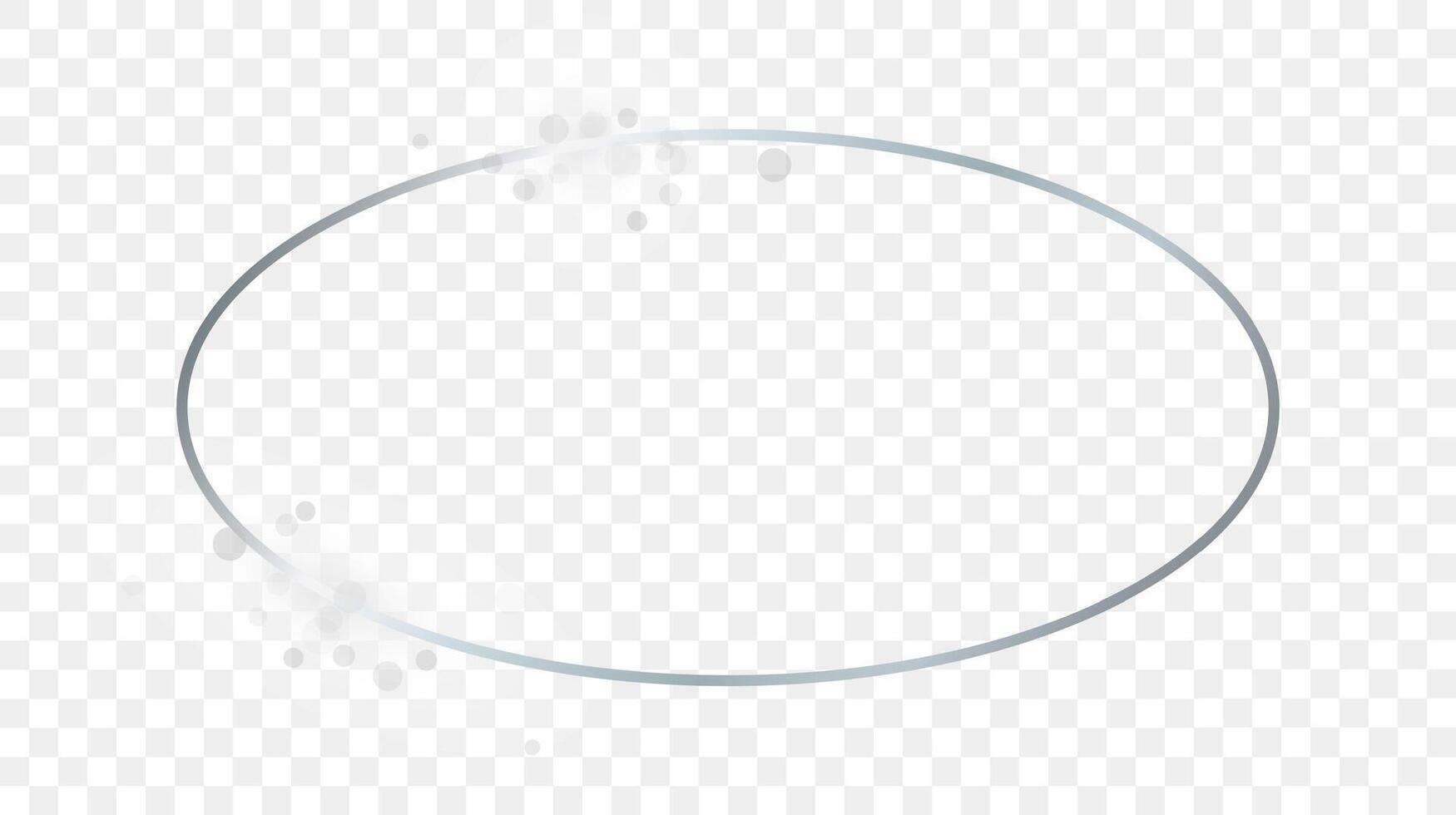 Silver glowing oval shape frame with sparkles vector