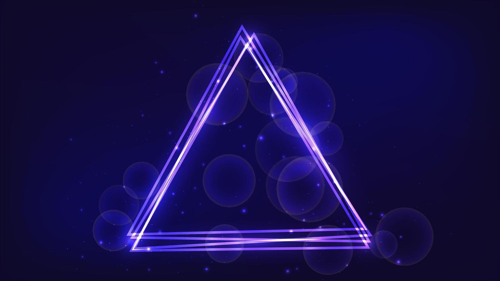 Neon triangular frame with shining effects and sparkles vector