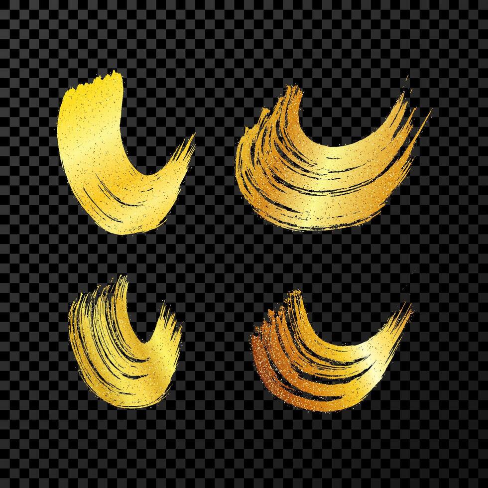 Gold grunge semicircular brush strokes vector