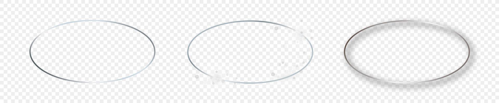 Silver glowing oval shape frame vector
