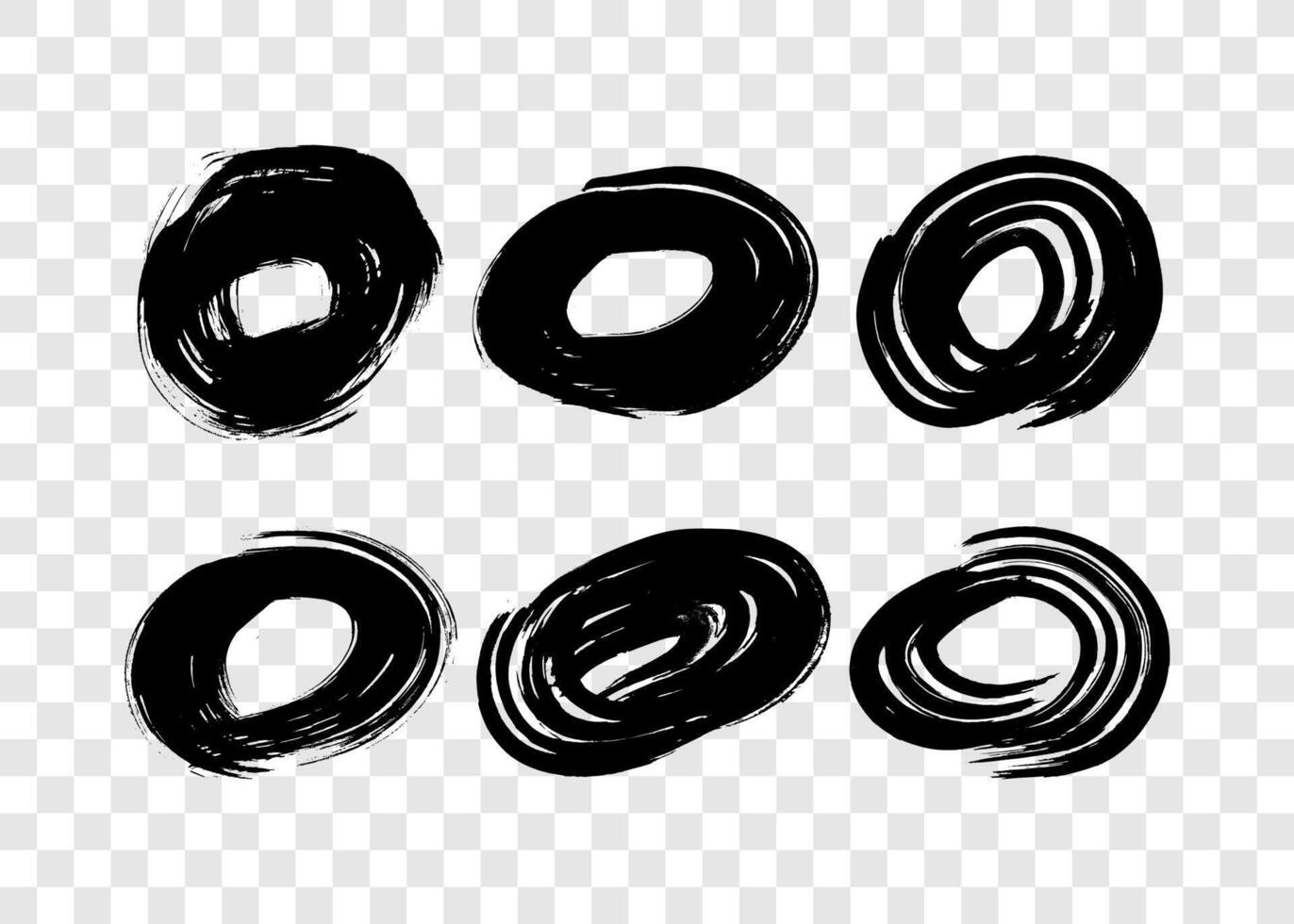 Black grunge brush strokes in circle form vector