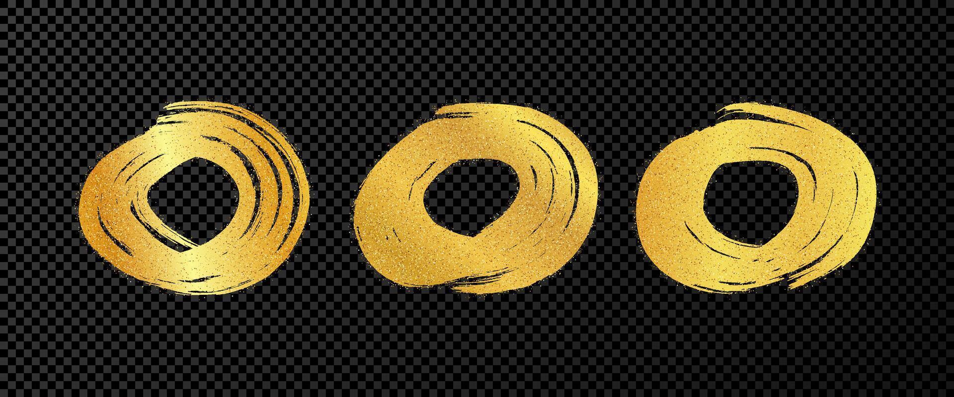 Gold grunge brush strokes in circle form vector