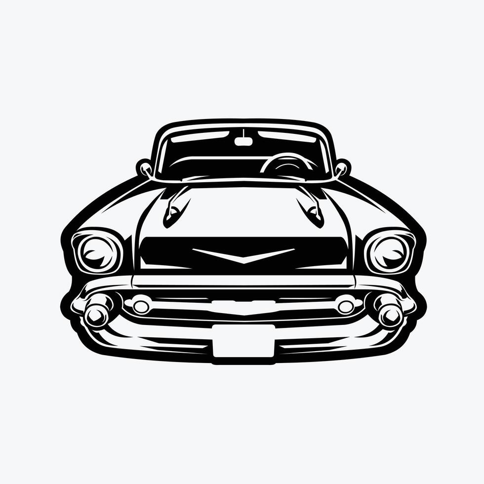 Classic Retro Vintage Car Art Icon Illustration Monochrome Silhouette vector