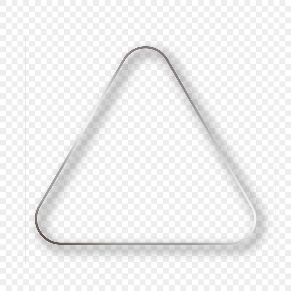 Silver glowing rounded triangle frame with shadow vector
