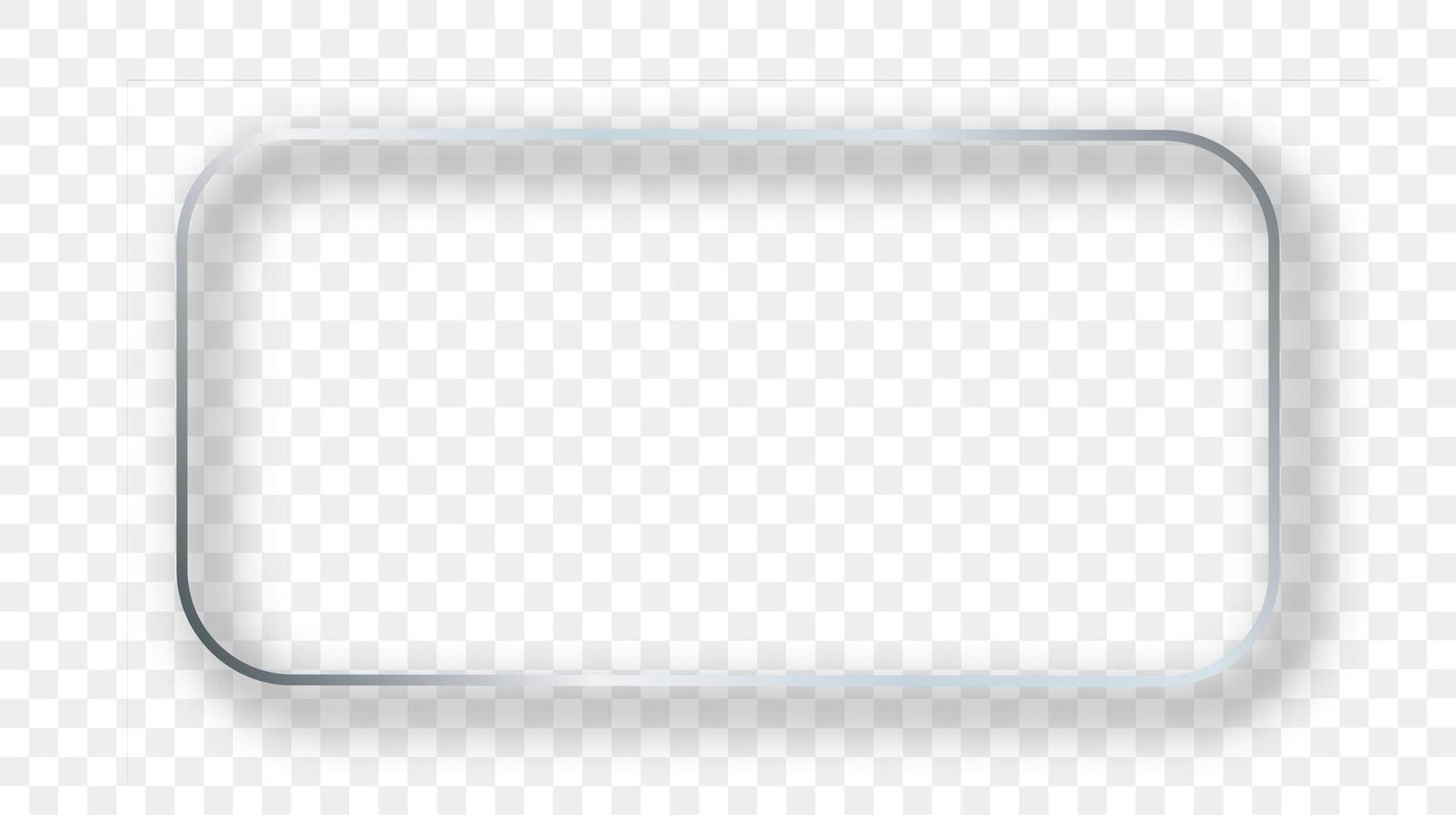 Silver glowing rounded rectangular frame with shadow vector