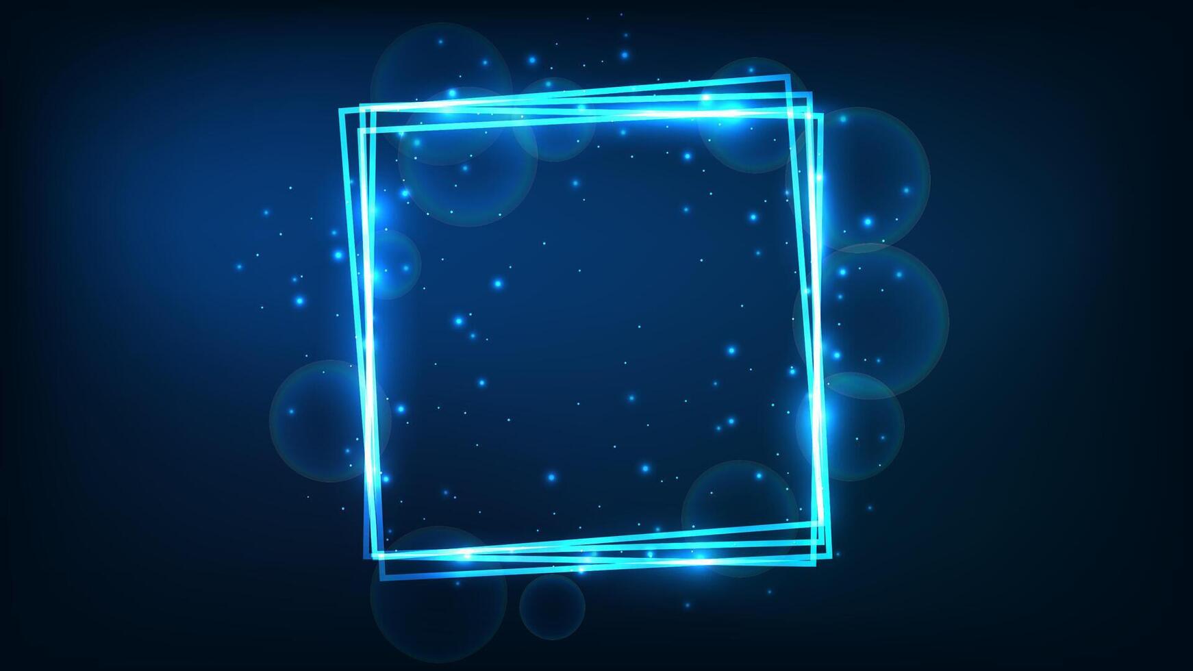 Neon square frame with shining effects and sparkles vector