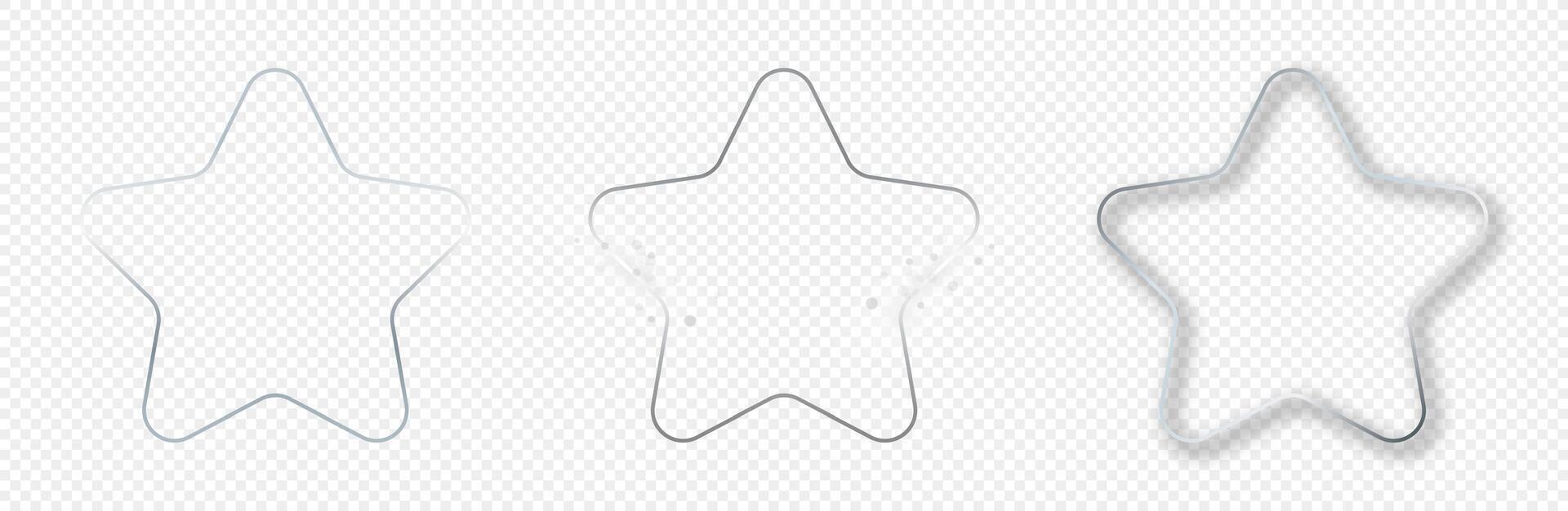 Silver glowing rounded star shape frame vector