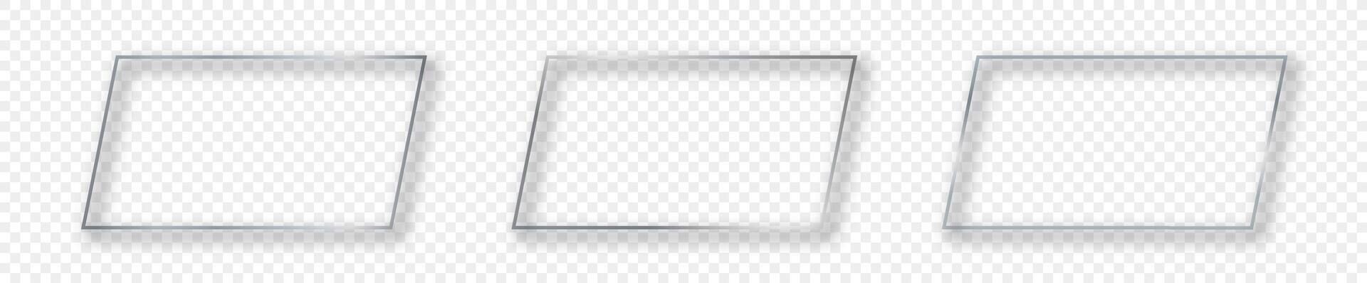 Silver glowing rectangular shape frame vector