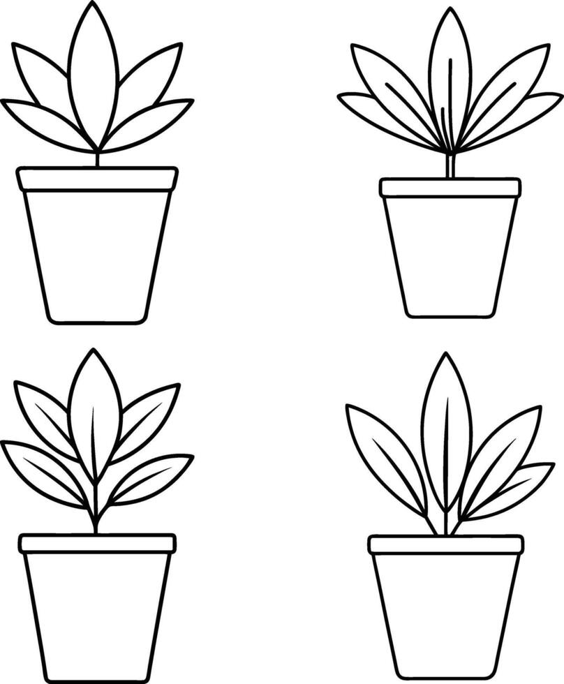 Drawing Of A Plant With A line That Says Potted Plants. vector
