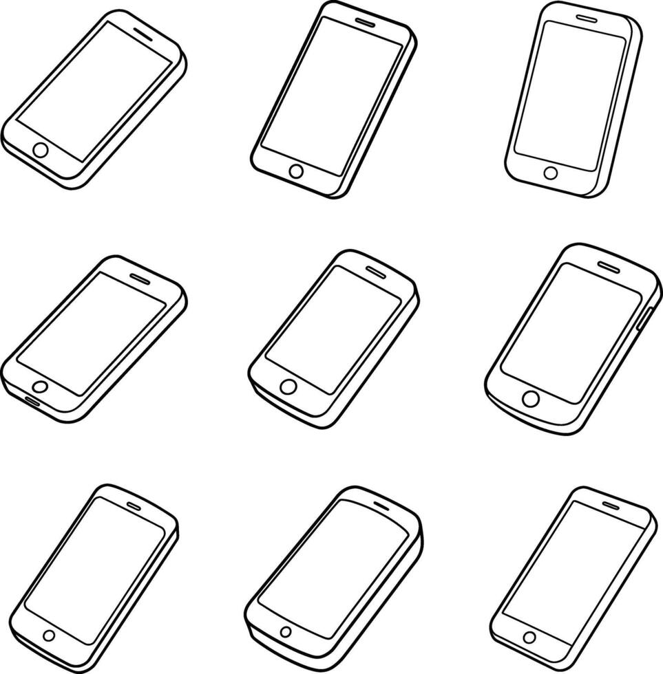 A Set Of Smartphone Icon Line Art Clipart vector