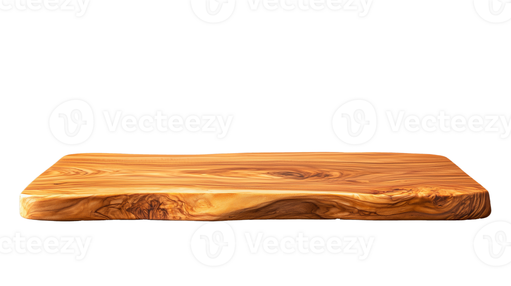 Natural wooden cutting board with unique grain pattern on transparent background png