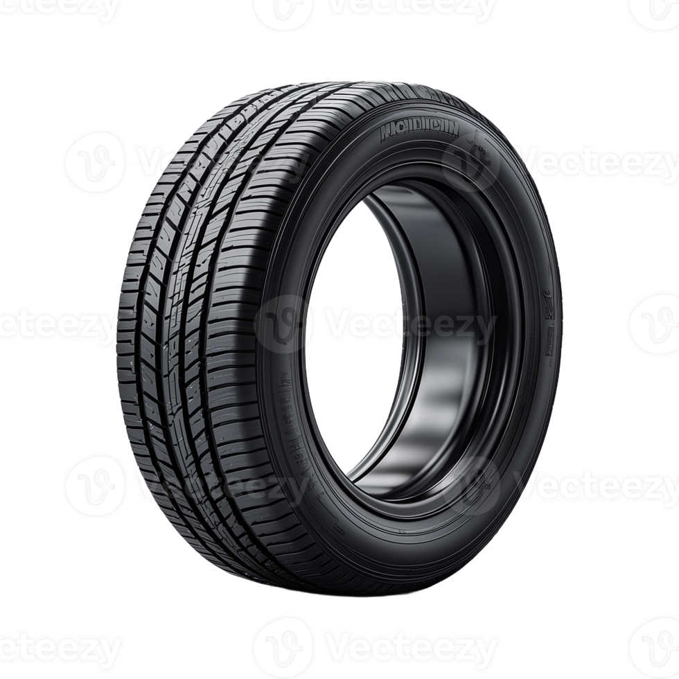 High-performance all-season tire with deep tread pattern on transparent background png