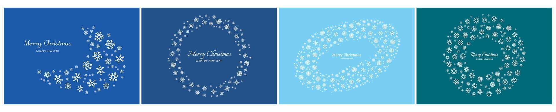 Set of Merry Christmas backgrounds with snowflakes vector