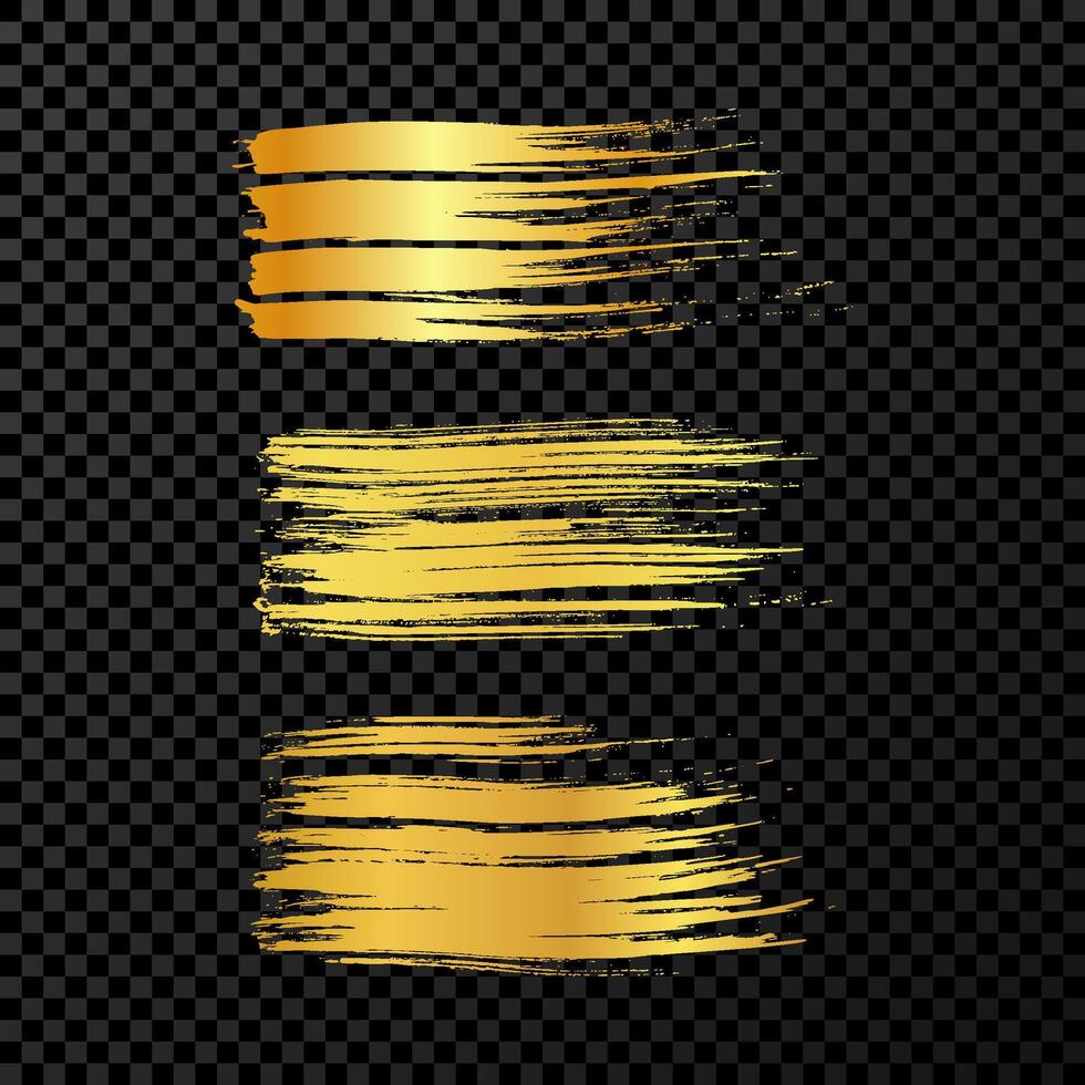 Set of gold hand drawn brush strokes vector