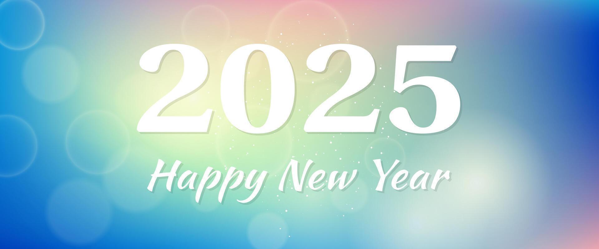 Happy new year 2025 inscription on blurred background vector
