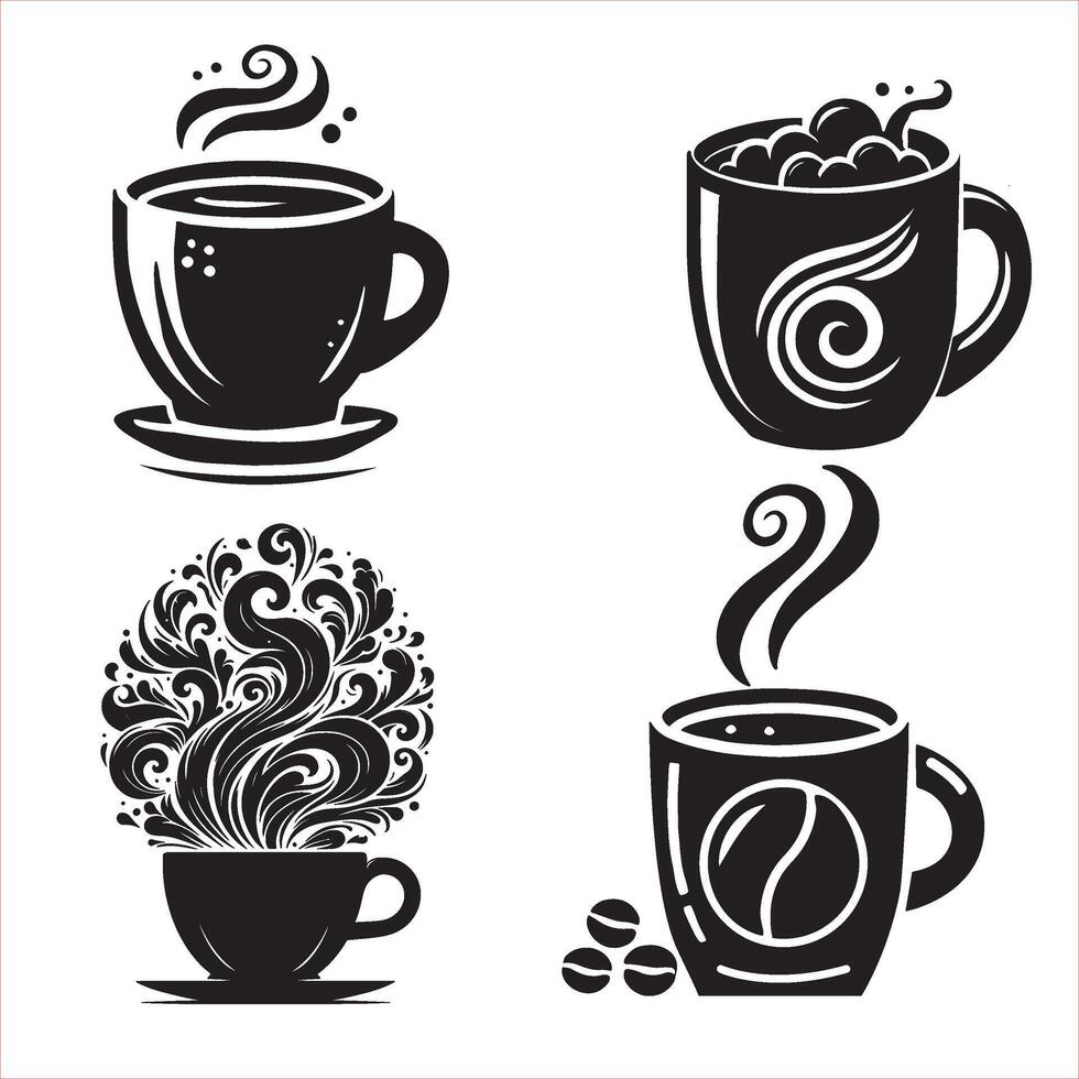 CoffeeCup Icon Set Silhouette design vector