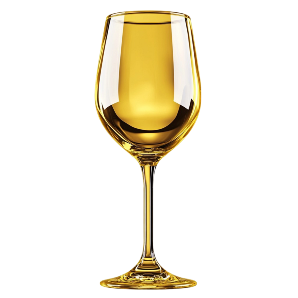 A Wine Glass with a Golden Color on a Transparent Background png