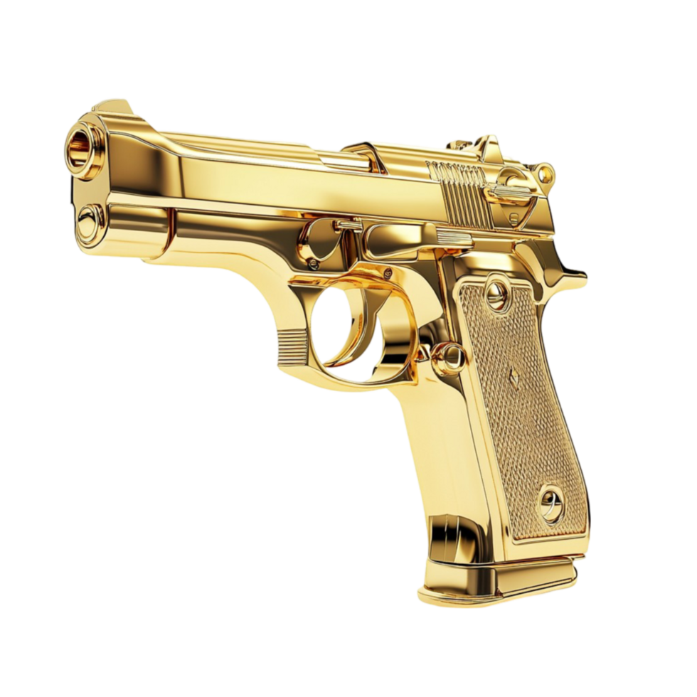 Luxury Gold Gun with Transparent Background png