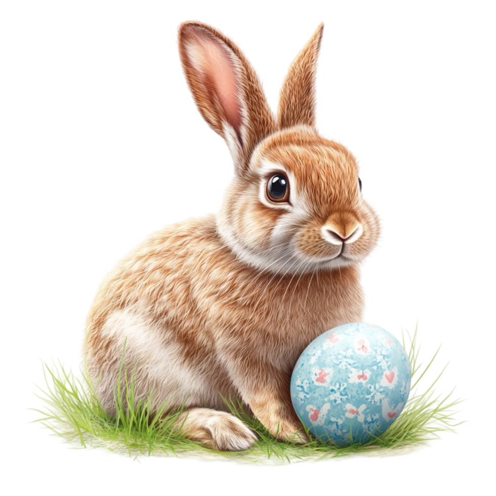 Easter Bunny and Colorful Eggs on Transparent Background png