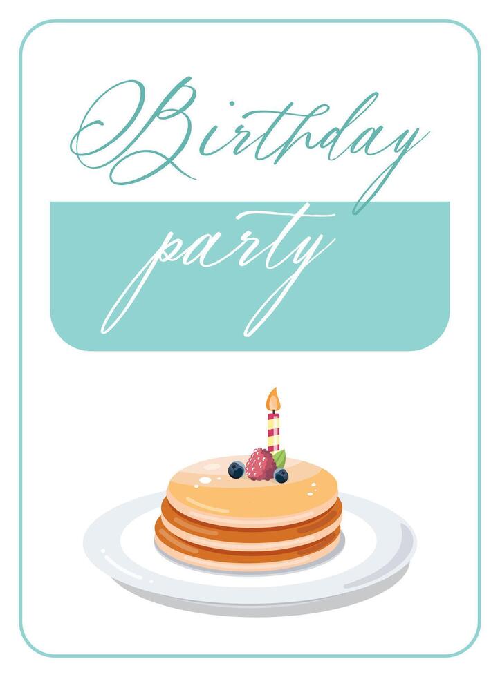 Birthday party invitation card with pancakes and festive design vector