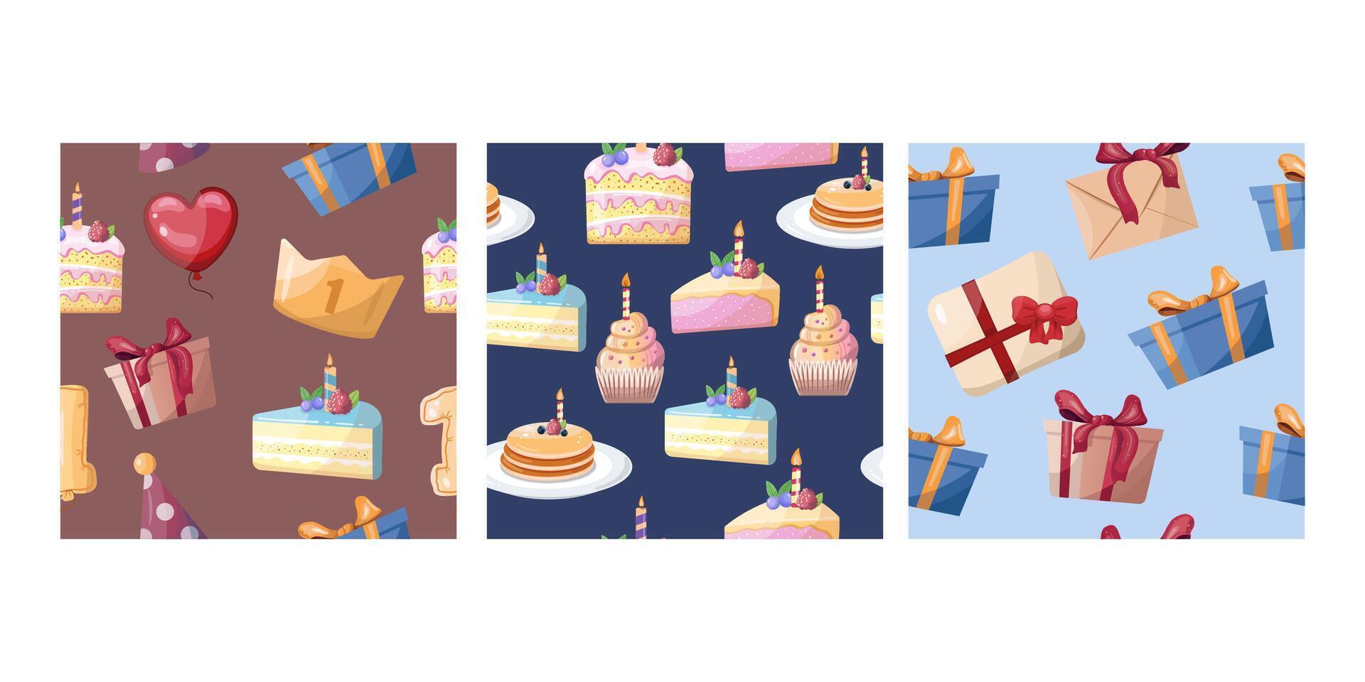 Seamless pattern with birthday elements for celebration design projects vector