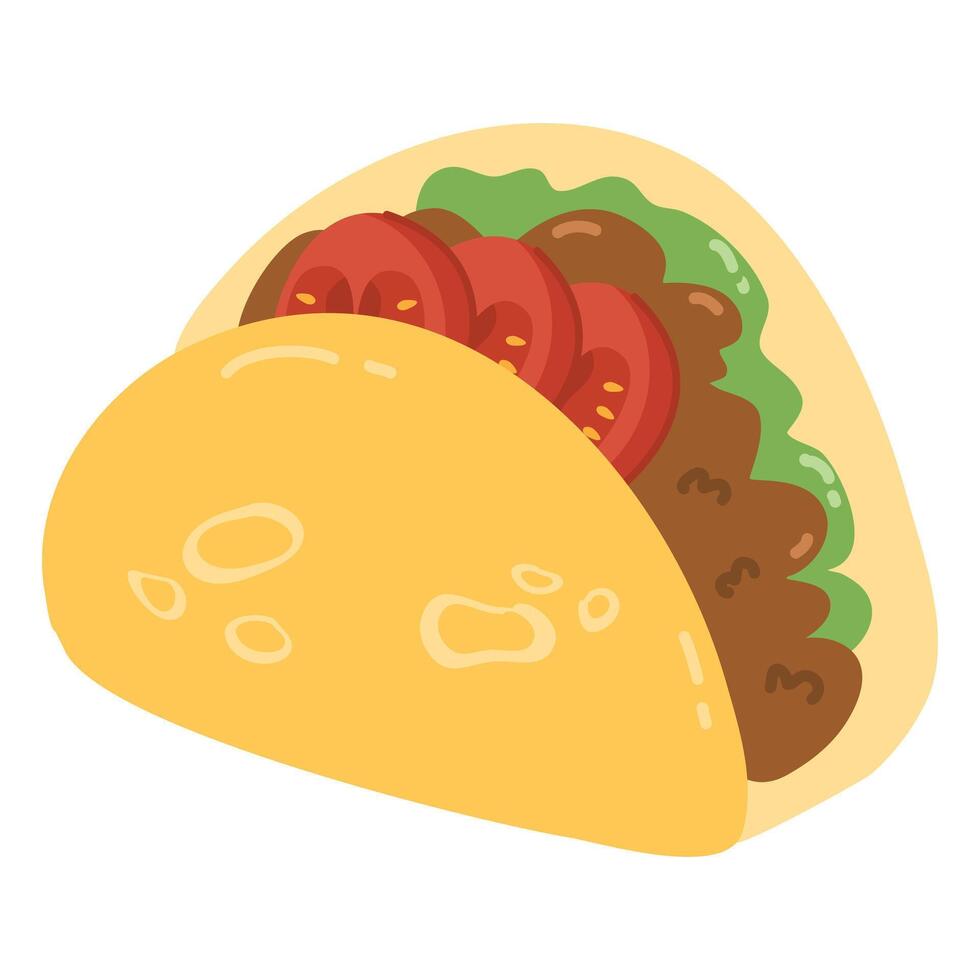 Illustration of a Taco with Vegetables and Meat vector