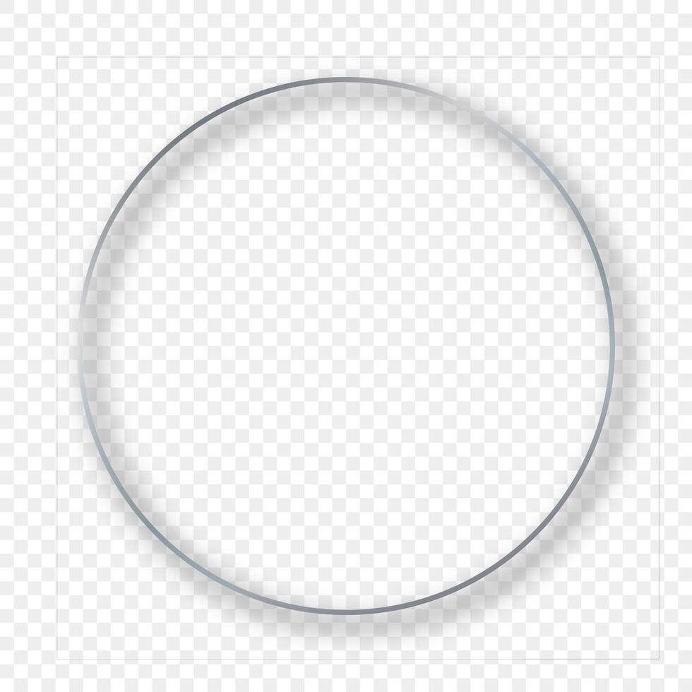 Silver glowing circle frame with shadow vector