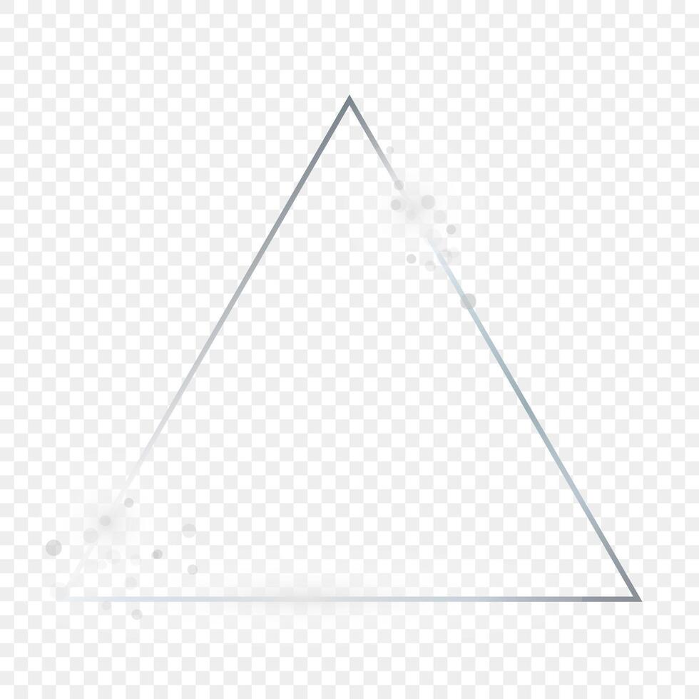 Silver glowing triangle frame with sparkles vector